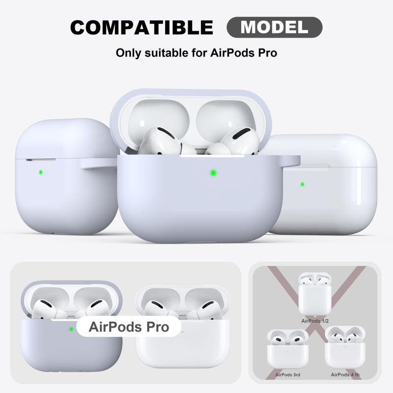 R-fun for AirPods Pro 2nd/1st Generation Case with Cleaner Kit,Soft Silicone Protective Case Cover for Apple AirPod Pro 2/1 for Women Men,AirPods Pro Case Accessories with Keychain,Light Grey - Image 4